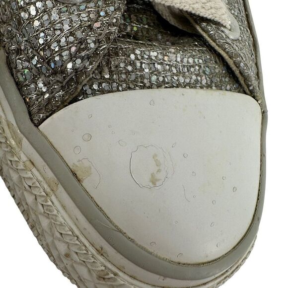 Converse All Star Low Top Sneakers Silver Glitter Womens Size 7 Prom Wedding - Picture 4 of 10